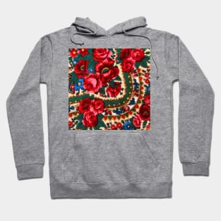 Antique Traditional Russian Folk Art Floral Design Hoodie